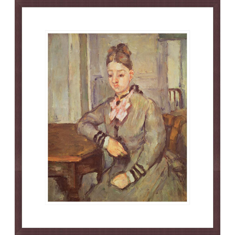 «Madame Cezanne s'appuyant sur une table» par Paul Cézanne, impression giclée encadrée, H 17,4 po x l 21,75 po