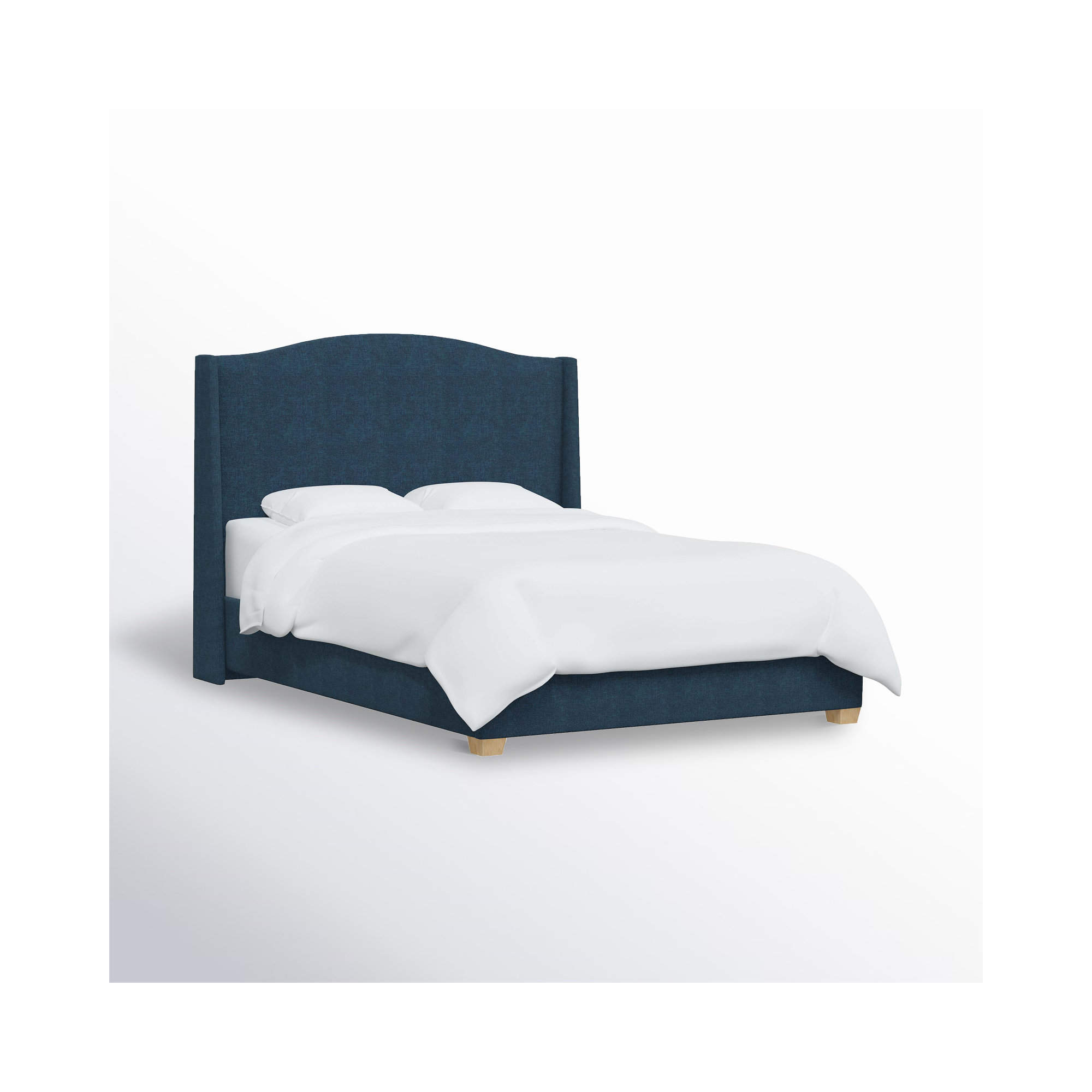 Allis Upholstered Wingback Bed, Zuma Navy Textured Linen, Twin