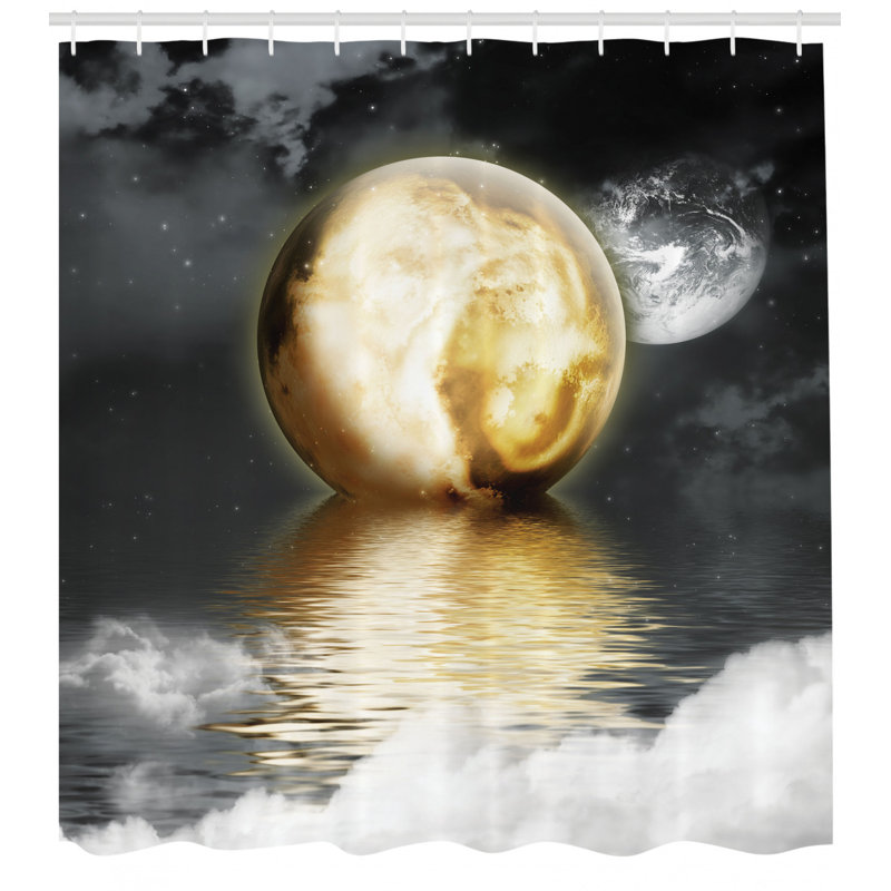 Ensemble de rideau de douche Moon + crochets, H 75 po x l 69 po
