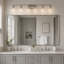 Applique murale 6 lumières en nickel nickel brossé pour salle de bain, verre cylindrique transparent-1713517558