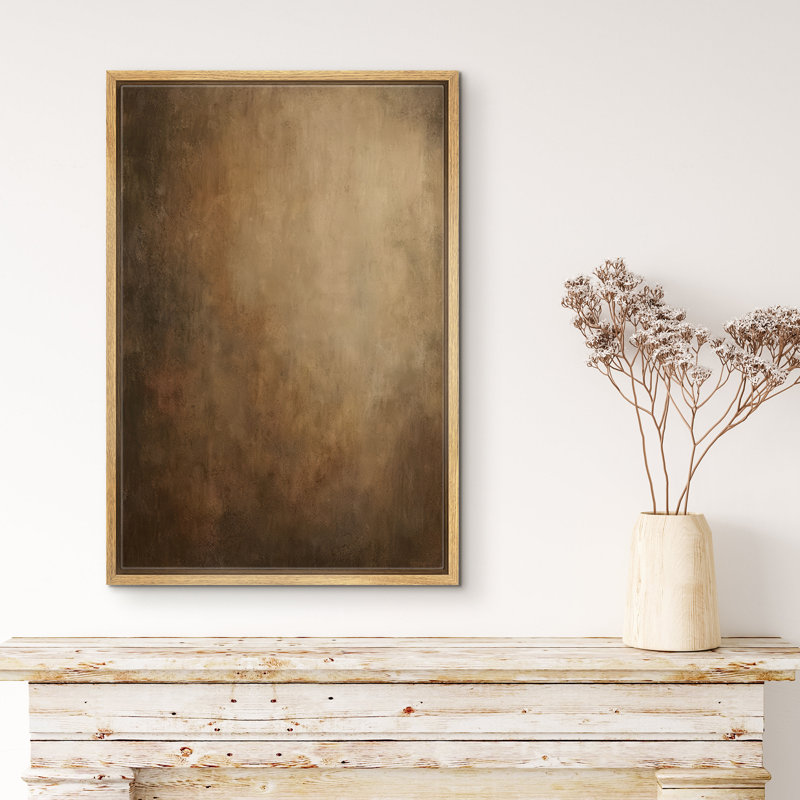 «Warm Brown Abstract Gradient Art», reproduction d'art sur toile encadrée, Cadre flottant Naturar
