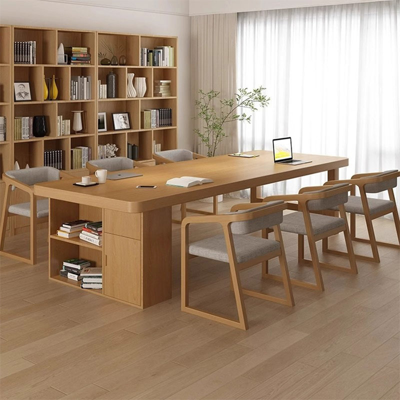 Solid wood rectangular desk with storage cabinet, 29.53" H x 70.87" W x 31.5" D