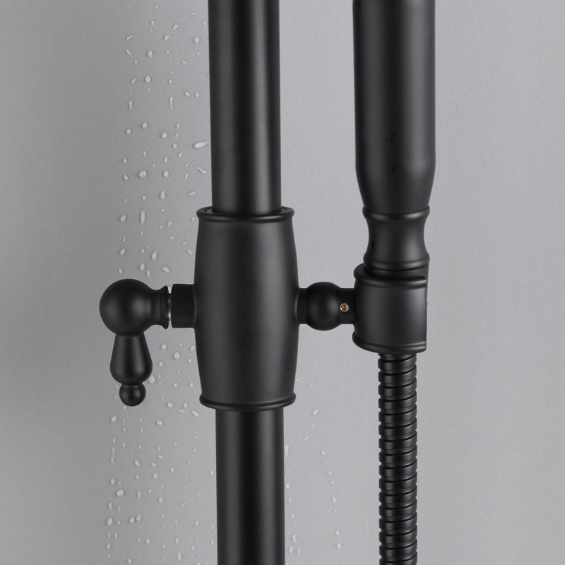 Pomme de douche avec système de douche à main avec pomme de douche à effet pluie 8 ", double douche combinée, Noir mat
