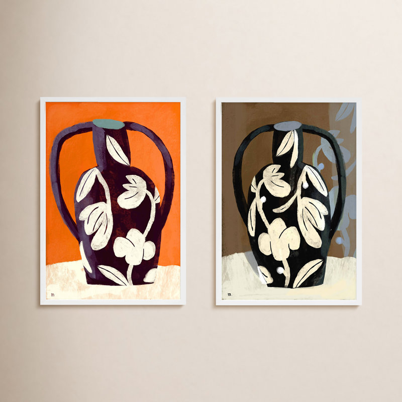 «Burnaby Black Vases» par Marco Marella - ensemble de 2 reproductions de cadres photo simples, Papier avec cadre blanc