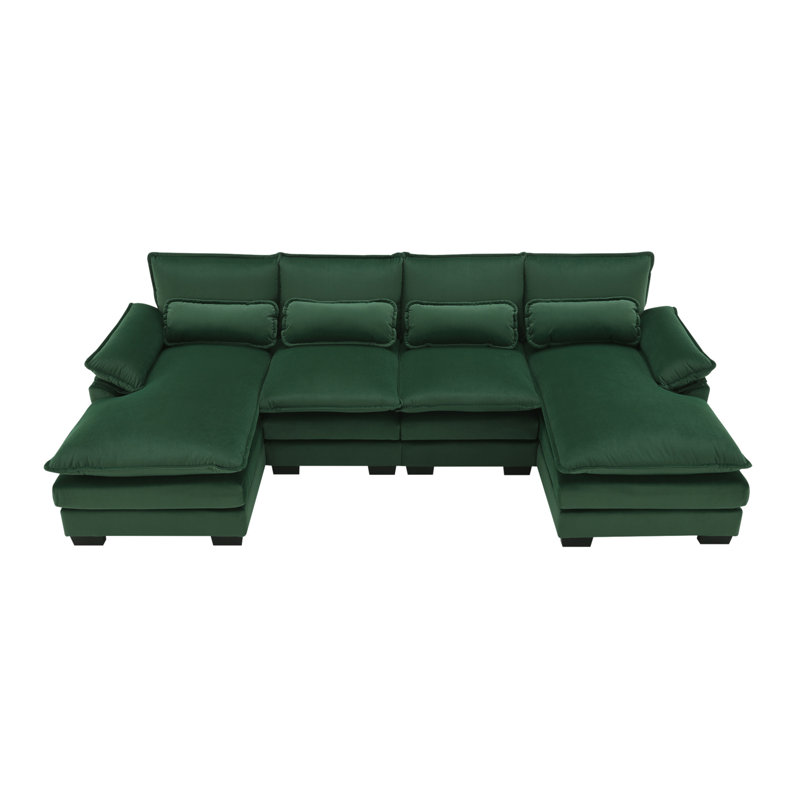 Alyzza Modern U-Shaped Sectional Sofa with Double Chaise & Lumbar Pillows – Sleeper Sofa for Apartments, Living Rooms