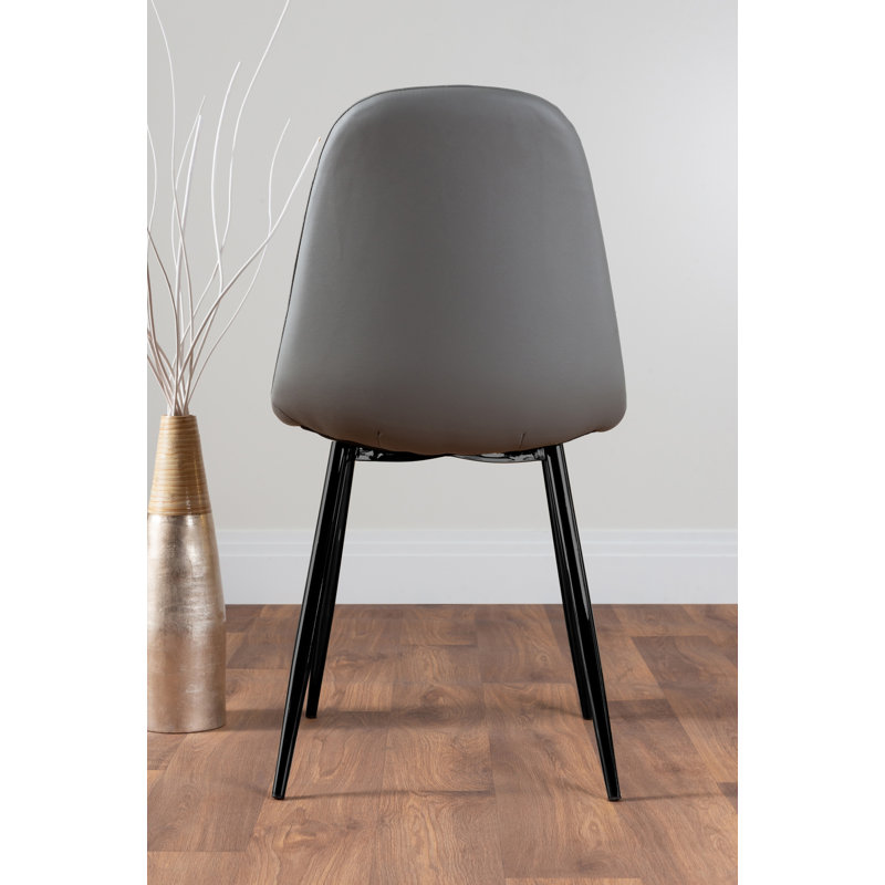 Anders Modern High Gloss Marble Effect Dining Table Set with 6 Luxury Faux Leather Dining Chairs, Black, Grey/Black