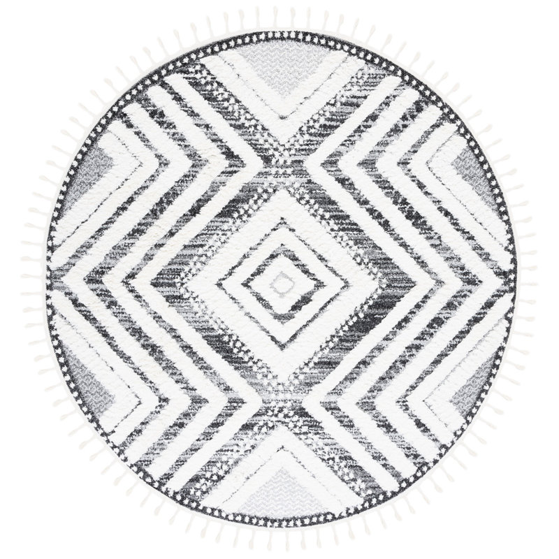 Ulmer Tassel Shag Performance Southwestern Rug, Round 6'7"