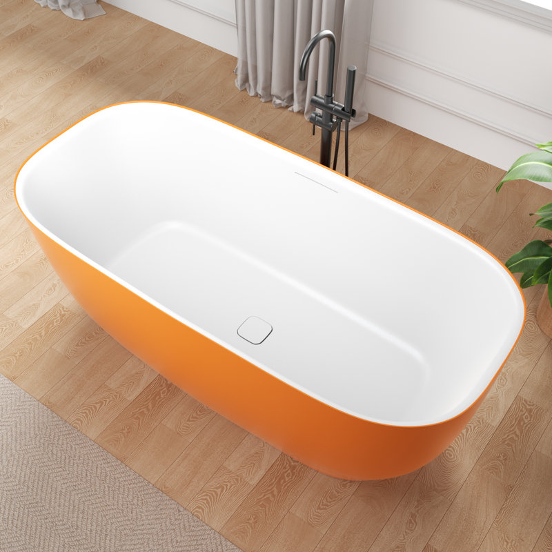 Baignoire autoportante à fond plat avec drain central 68 x 32 Piete Series, Orange