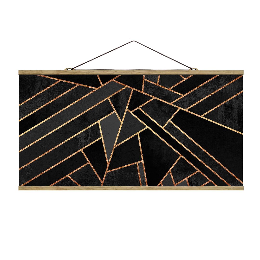 Stoffbild Black Triangles Gold von Elisabeth Fredriksson