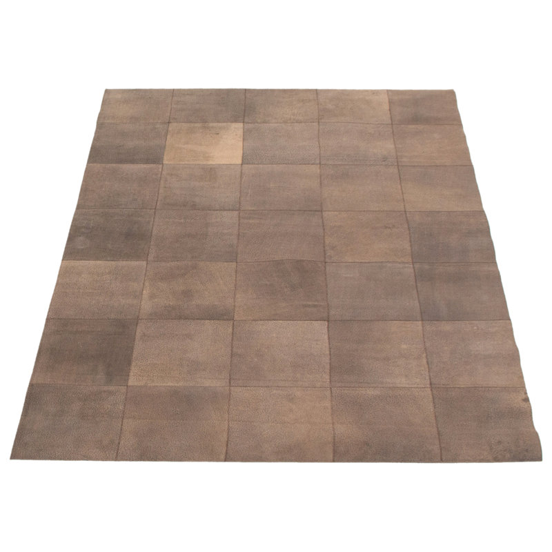 Tapis brun en cuir de vache Plympt
