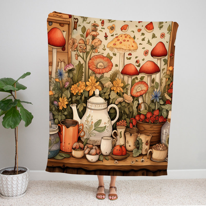 Throw Blanket, 68" W x 80" L, Abstract, Orange/Yellow