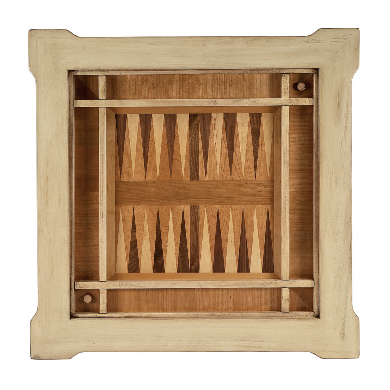 Handmade 36" Moskowitz Chess and Backgammon Table, Antique Beige