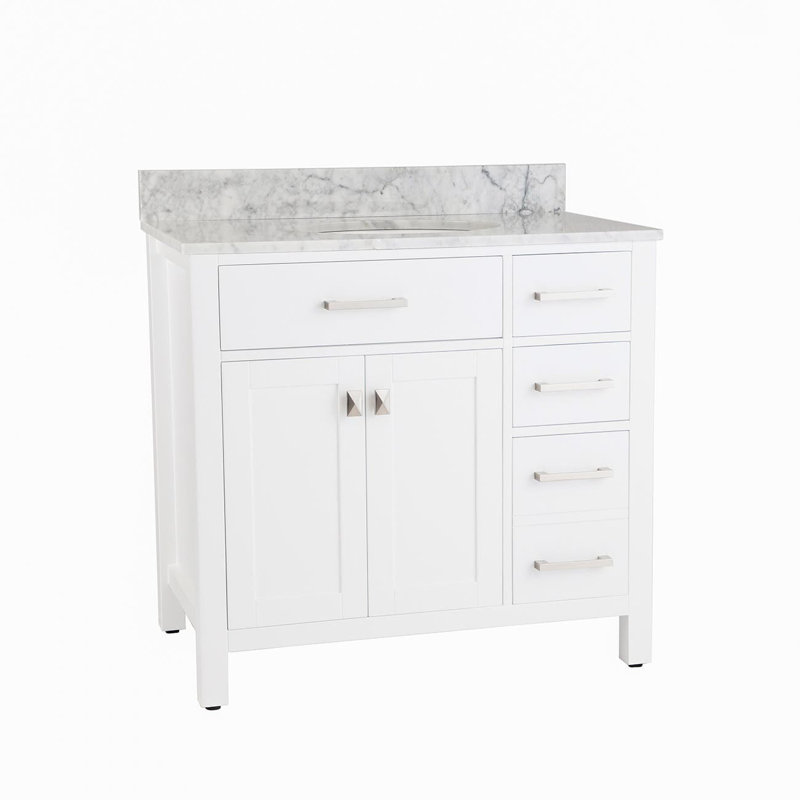 36'' Single Bathroom Vanity with Top, White