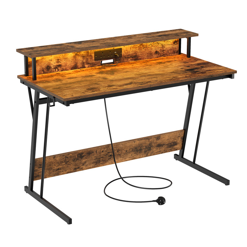 Alcedo 100cm L Computer Table, 76cm H x 120cm W x 60cm D, Brown