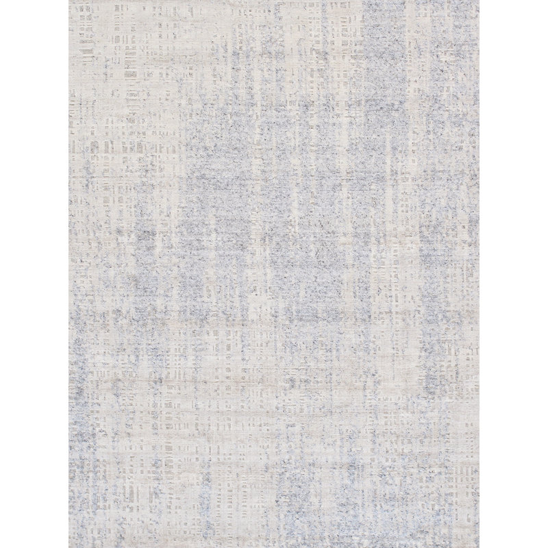 Handmade Gray Abstract Wool Viscose Silk 8' x 10' Rug