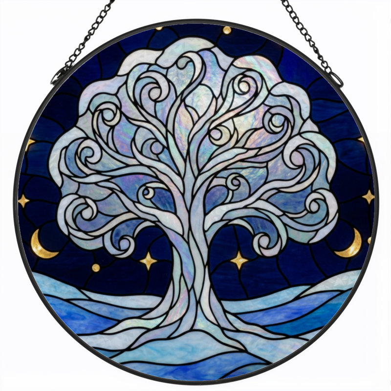 Panneau de vitrail arbre 7,8 "H Sky, H 7,8 po x l 7,8 po