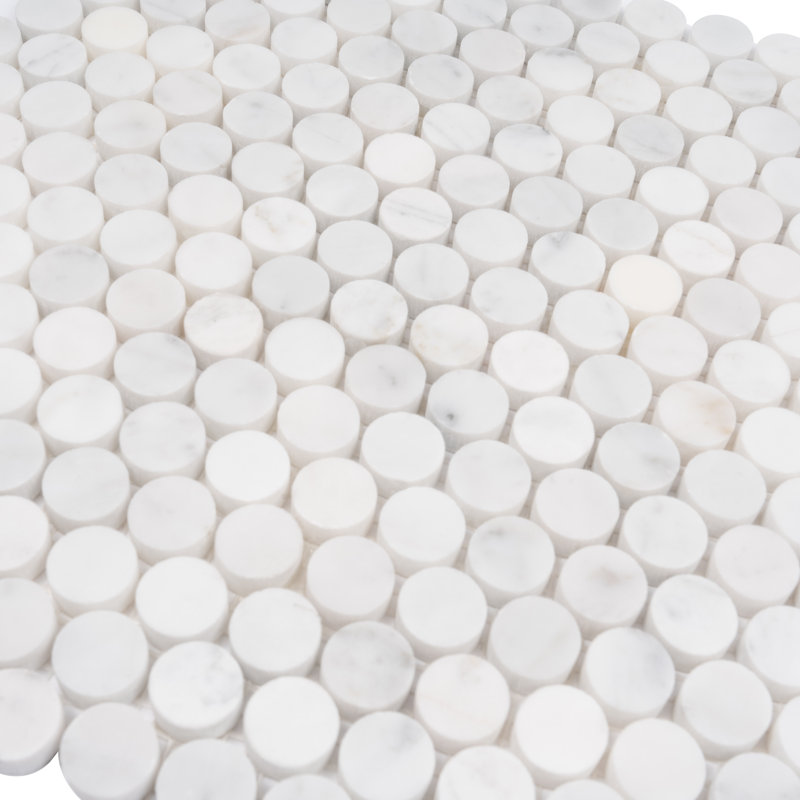 12.3" x 11.3" Natural Stone Mosaic Sheet Wall & Floor Tile, White/Gray