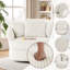 Fauteuil demi-tonneau surdimensionné ultra moelleux en fausse fourrure de lapin avec trois coussins-112384359