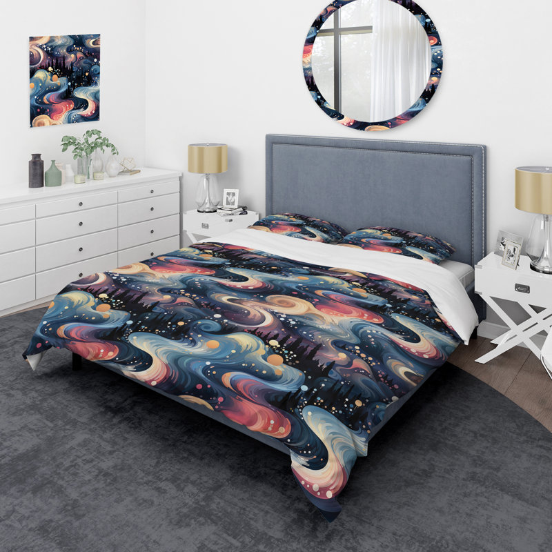 Celestial Dreams Galaxy Pattern XIV Abstract Duvet Cover, King Duvet Cover + 2 King Shams