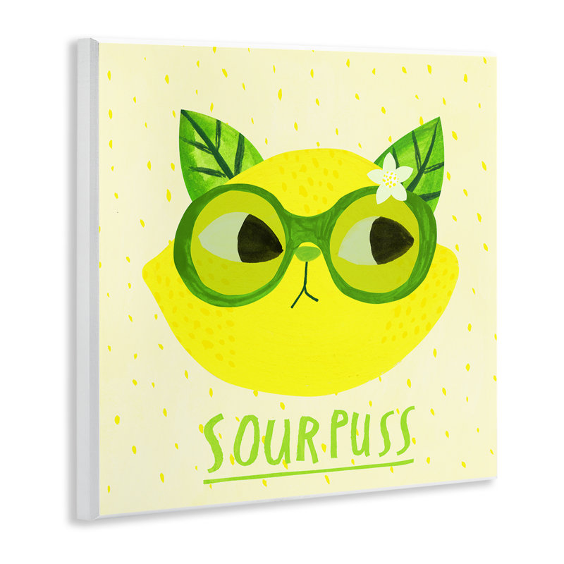 Plaque murale Sourpuss Lemon Cat, design par Angie Rozelaar