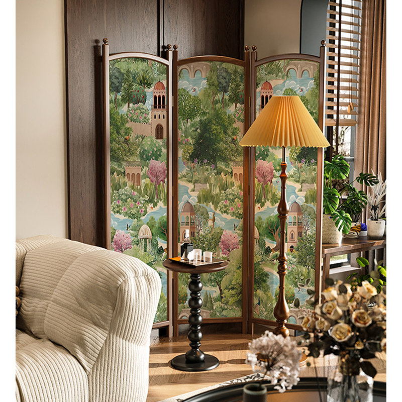 Paravent de chambre pliable Mid-Century, 3, 70.9" H x 59.1" W x 1.2" D, Brown