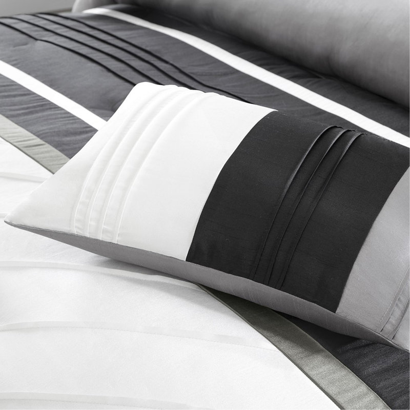 Ensemble d'édredon luxueux 7 pièces en gris pour très grand lit