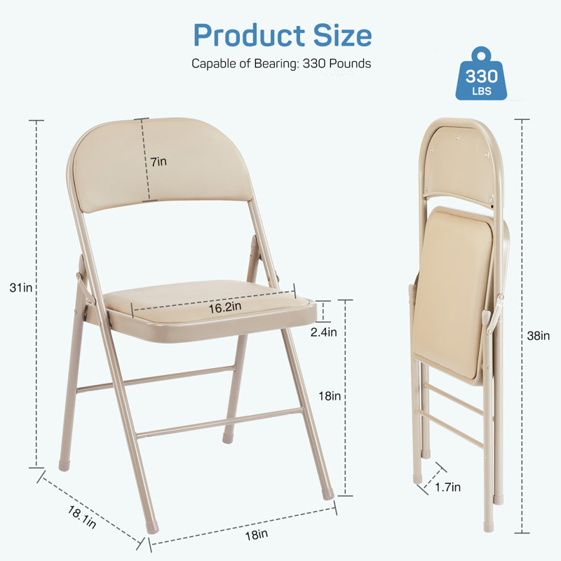 Leather Padded Folding Chairs, Sturdy Metal Foldable Chairs, Easy To Use And Store, Outdoor And Indoor, For Home, Office, Party