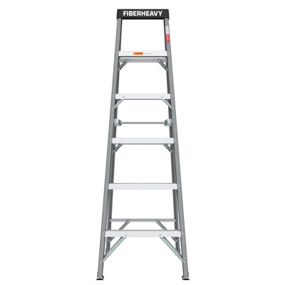 6-Step Fibreglass Step Ladder – 250lbs Load, Durable Grey for Light-Duty Tasks