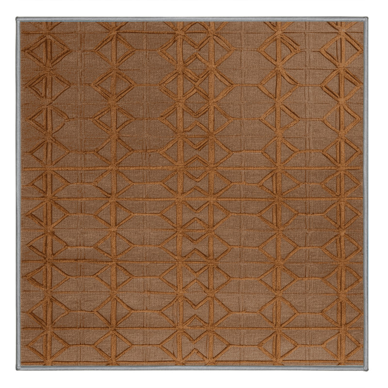 Tapis brun treillis lavable à la machine, Carré 4 pi