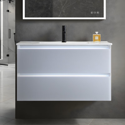 Meuble-lavabo mural simple 36 po avec lavabo