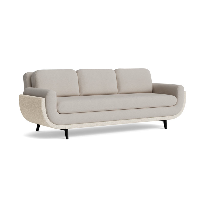 Regatta 90 Sofa, Performance Boucle-Dove Gray/Textured Weave-Toffee, Black