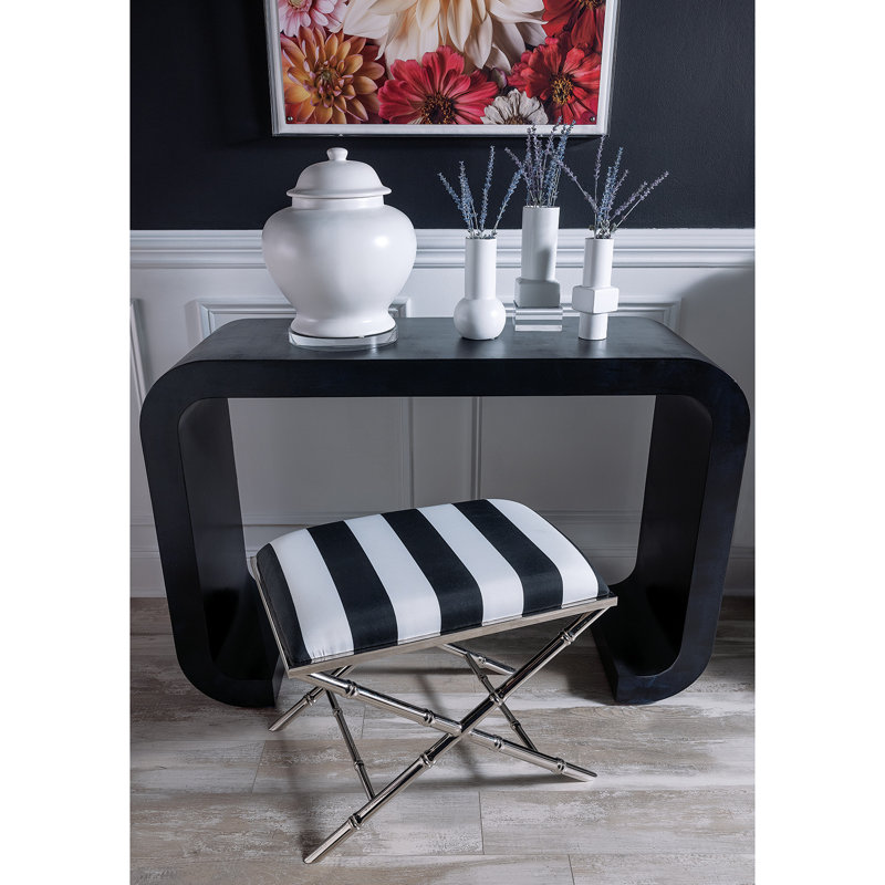Lauderdale Brass Black Stripe Bench, Polished Nickel