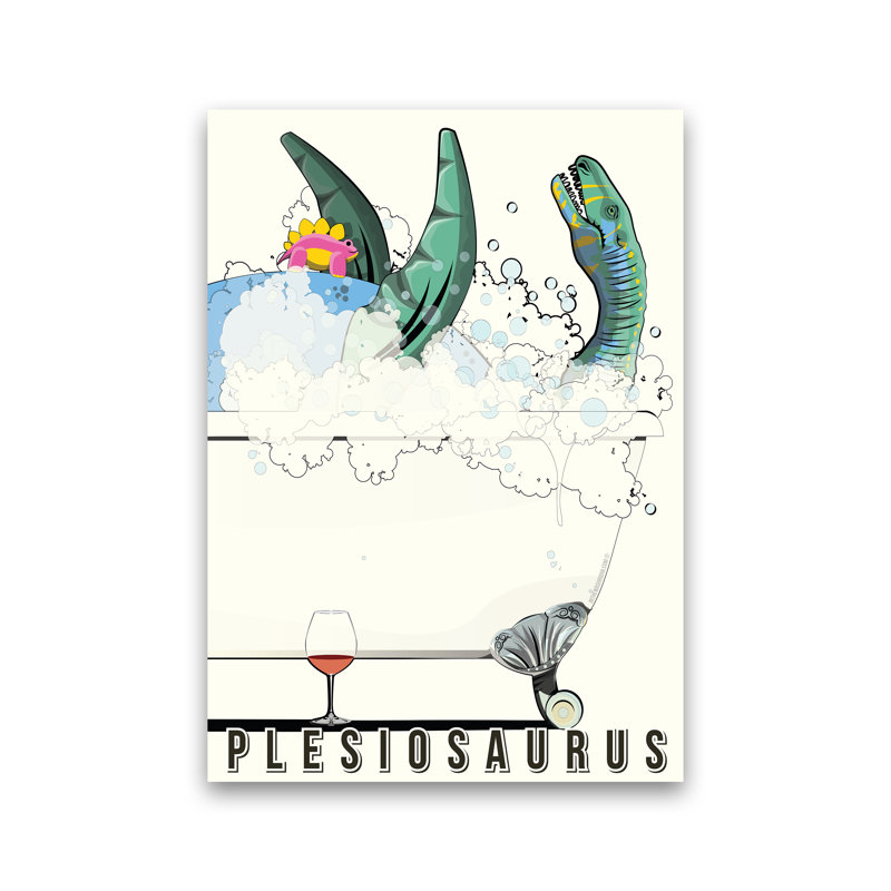 Swimming Dino - Print, No Framed, 30cm H x 21cm W x 1cm D