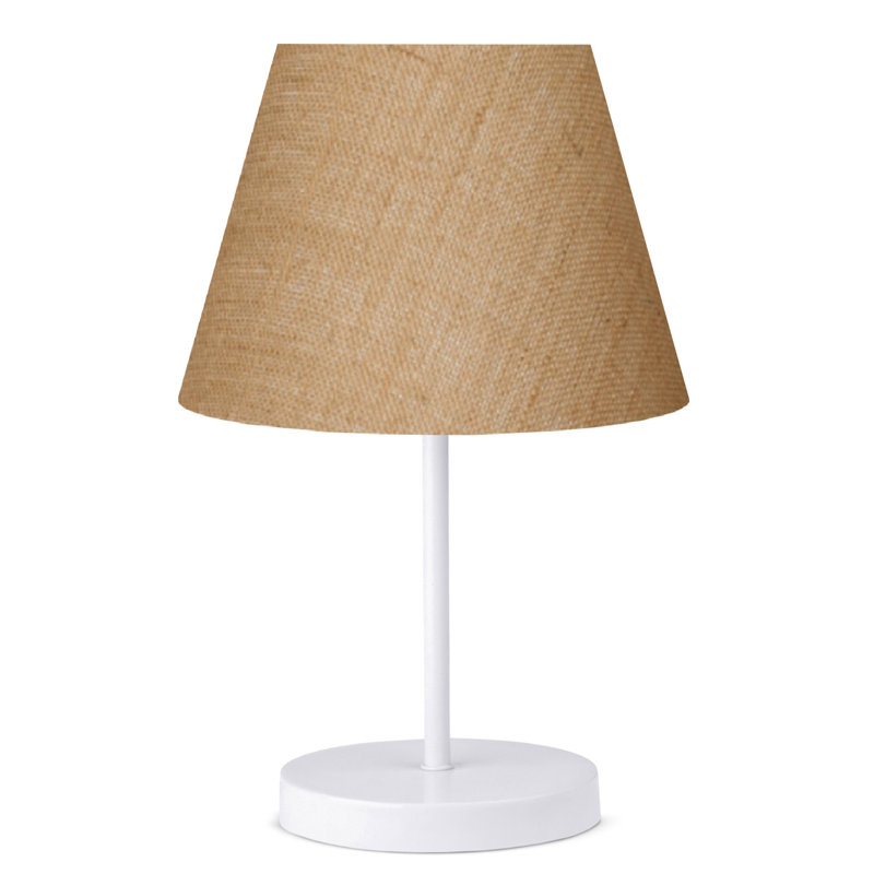 Lampe de table de style scandinave, crème et blanc, 14 po x 8,3 po | 100% métal avec capuchon en jute et base en plastique | Hauteur totale: 14,2 pouces | Douille E27, 40 W maximum | Parfait pour la décoration intérieure moderne et l'éclairage ambian