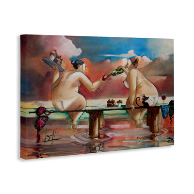 Vin et gâteau sur la toile de la jetée, design par Ronald West