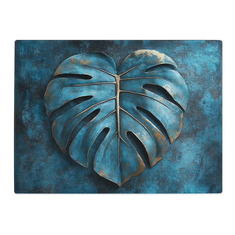 Palm Leaf Illustrated  Glass Chopping Board