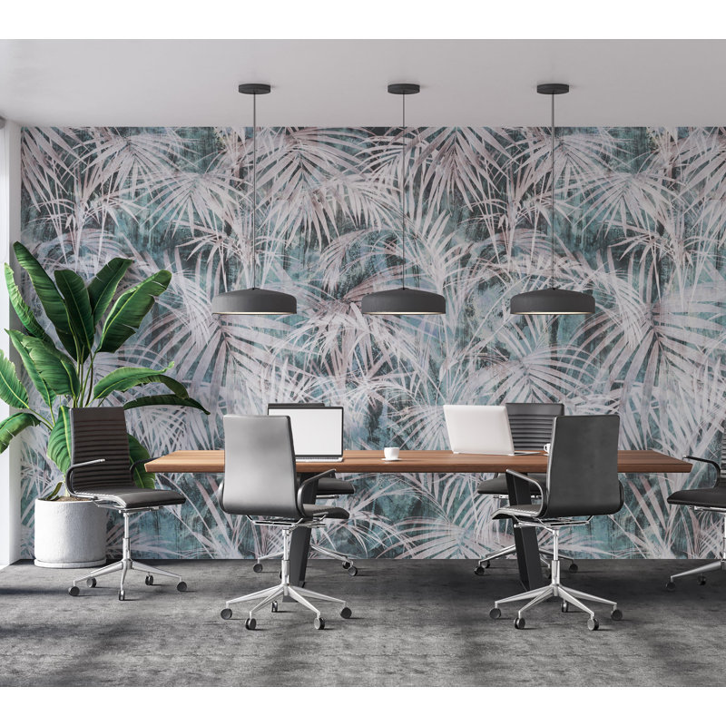 Adhésif mural botanique pelez et collez Odion - Palmiers rétro, L 120 po x l 120 po