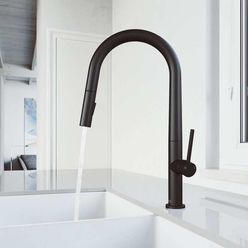Greenwich 18" H 1-handle Pull-Down 2-Function Sprayer Kitchen Faucet, Matte Black