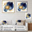 Bleu foncé et or, cercle abstrait texturé - impression-90350839-90350836