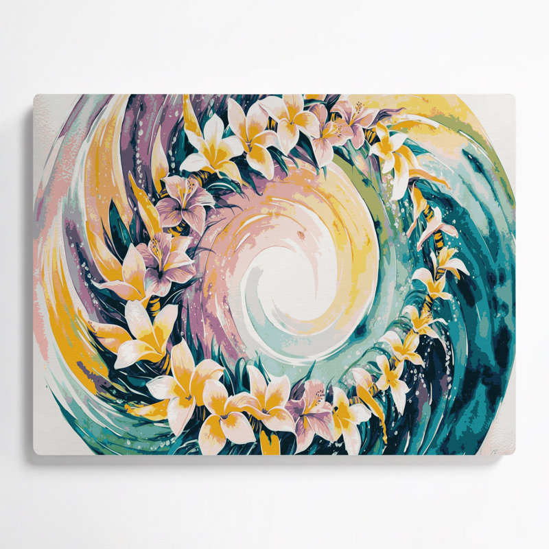 Art mural hawaïen en métal beige Leis, H 16 po x l 20 po