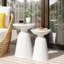 Tables de bout modernes en métal S / 2, thermolaquées blanches avec structure en fer robuste et piédestal élégant pour une paire de tables de rangement de bureau, design minimaliste stable-443705471