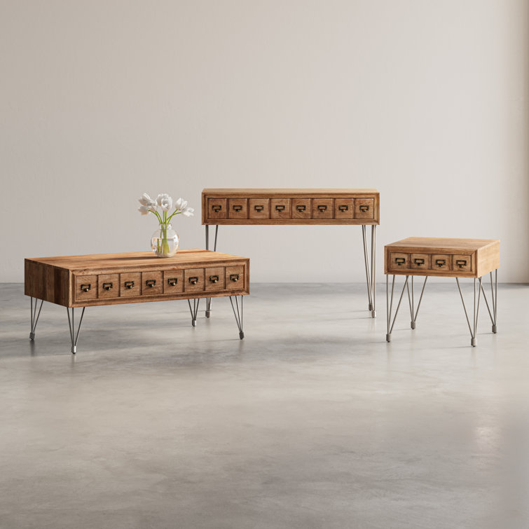 Chazmin 3 - Piece Solid Wood Top Living Room Table Set