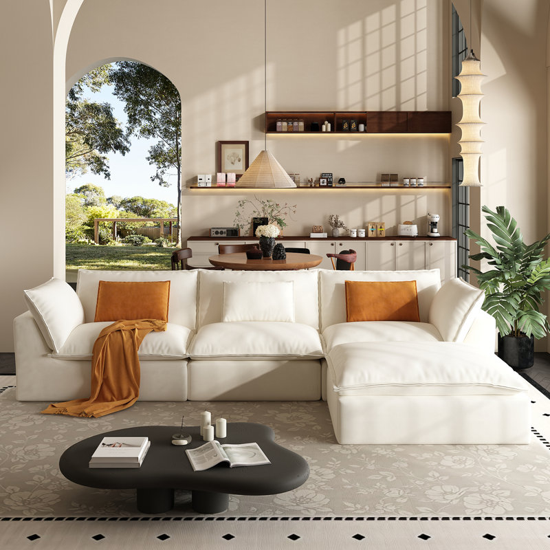 103 Inch Modular “Compression Couch, Big Comfy Cloud Couches,, Beige