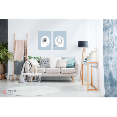Psychology Concept Human Heads Silhouette - 2 Piece No Frame Print Set