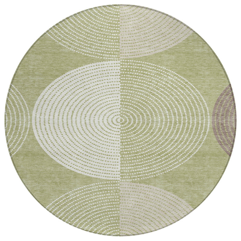 Machine Washable Indoor/Outdoor Howle ACN2281 Geometric Rug, Round 8'