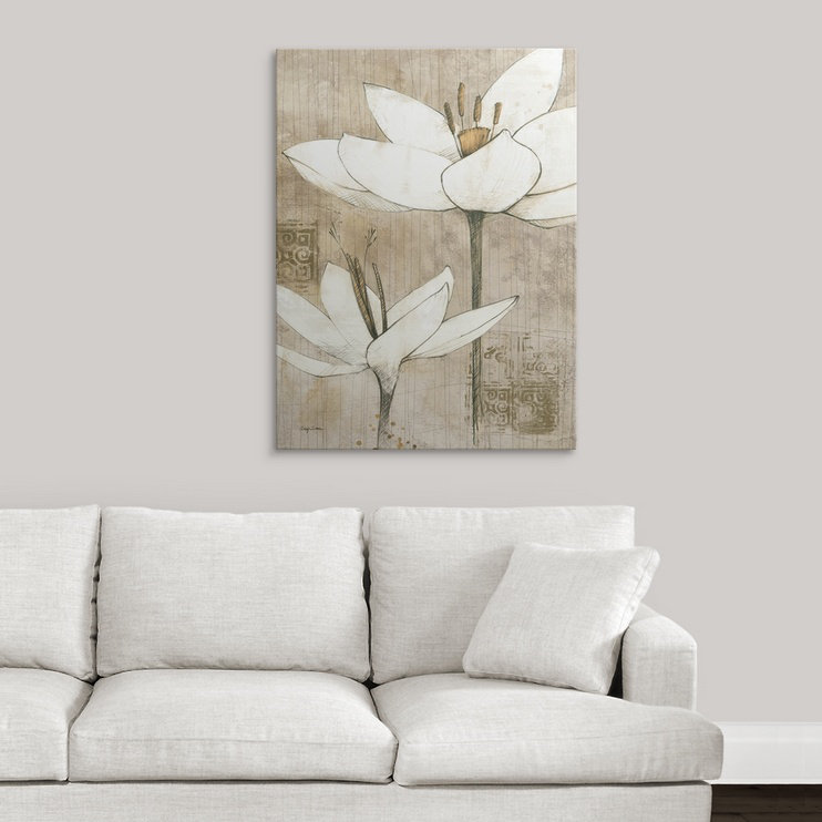 «Pencil Floral I», reproduction d'art graphique, H 24 po x l 18 po x P 1,5 po, Toile