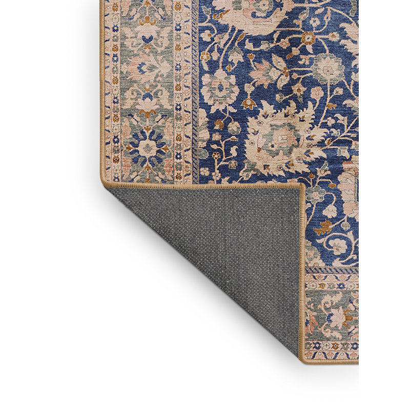 Tapis oriental bleu marine / beige Mamigon, Tapis de couloir 2 pi x 5 pi
