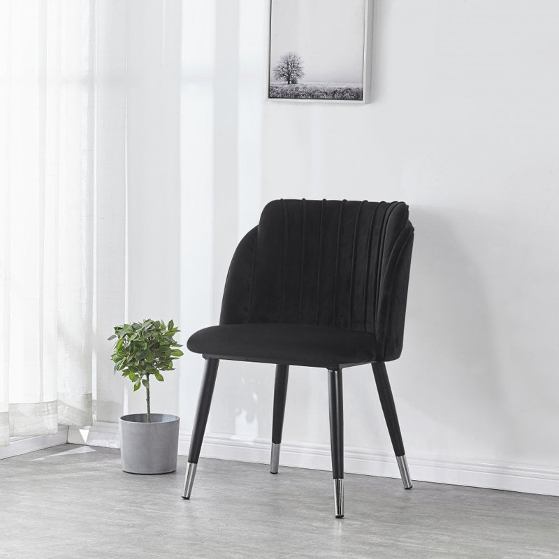 Inola Upholstered Velvet Dining Chairs - Ergonomic Soft Back with Metal Legs - Armchair for Dining Room Living Room Restaurants