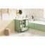 Armoire de salle de bain 36 po avec motif gaufré, quatre tiroirs, deux compartiments de rangement, portes en verre, couleur turquoise, poignées modernes, meuble-lavabo silencieux avec fonctionnalité de tiroirs texturés, Smart