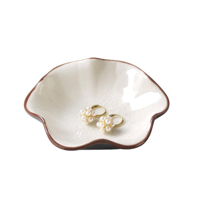 Lotus Leaf Ceramic Ring Holder Dish, Small Key Bowl Trinket Tray, Jewelry Organizer For Necklace Earrings, Decorative Dish For Dressing Table Bedroom Bathroom